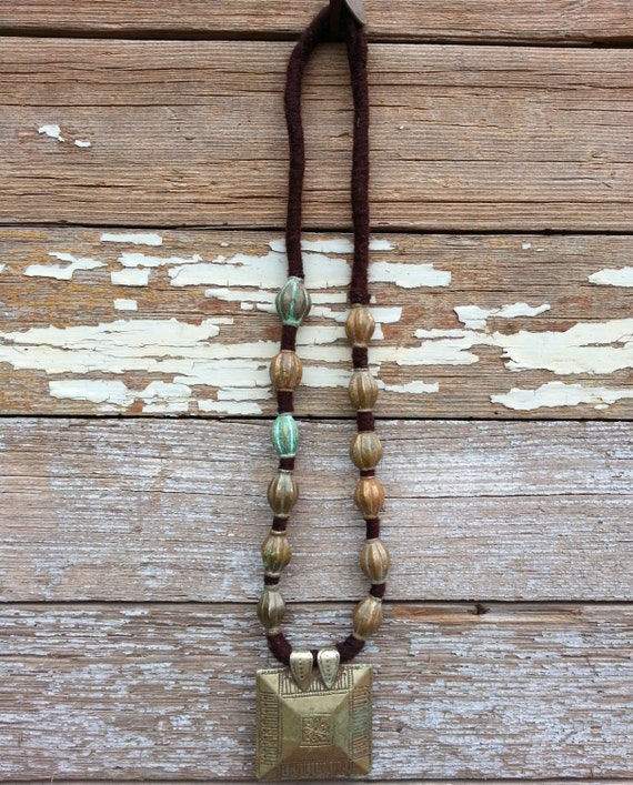 Primitive Tribal Bead and Coin Necklace Nepal Indi