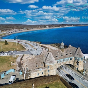 Rhode Island Coastal Print bei den Narragansett Towers, Rhode Island, Coastal Decor, Winter, New England, Strand Fotografie