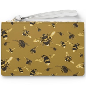 Bee Pattern Clutch Bag: Polyurethane Leather Stylish Pouch
