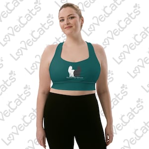 Cat Lover Sports Bra: Recycled Longline All-Over Print