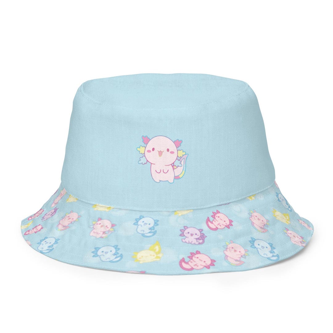 Reversible Axolotl Bucket Hat: Kawaii Streetwear Sun Hat