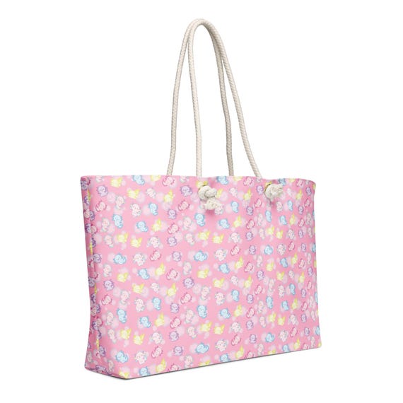 Pink Kawaii Axolotl Oversized Weekender Bag • Cute Pink Travel