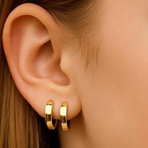 14K Gold Hoop und Huggie Ohrringe Schwellen Doppel Hoop Ohrringe Stapel Gold Hypoallergen Schmuck Geschenk für Schwester Real Gold Huggies