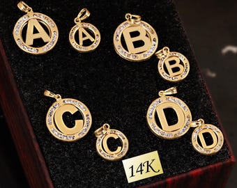 14K Gold Initial Pendant Necklace Personalized Letter Charm Monogram Jewelry first mothers day gift