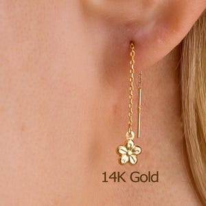 14K Gold Blume Durchzieher Ohrringe Daisy Ohrring Echt Massiv Gold 14ct 585