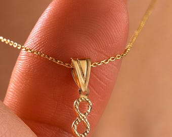 14K Solid Gold Infinity Pendant Charm Necklace Minimalist Jewelry Eternity Gift galentines gifts