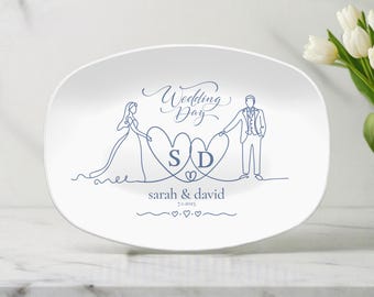 Personalized Platter Wedding Keepsake | Custom Name Plate for Couples Wedding, Anniversary, or Gift | Bride and Groom Design