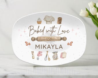Personalized Platter, Custom Bakeware, Baked With Love Baking Tray Gift, Unique Kitchen Decor, Special Baking Keepsake For Bakers