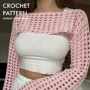 Flutter Sleeve Crochet Top Pattern – Mesh Shrug PDF – Beginner-Friendly DIY Bolero / Festival Top