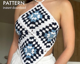 Crochet Halter Top Pattern – Granny Square, Beginner Friendly (PDF Pattern)