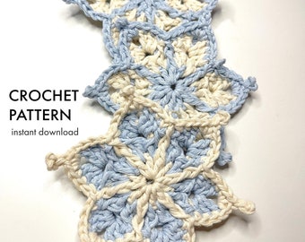 Crochet Snowflake, Christmas decoration, PDF instant download