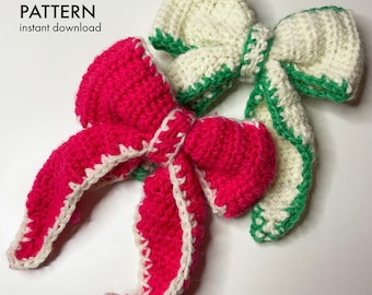Crochet Bow, PDF instant download, Christmas decor