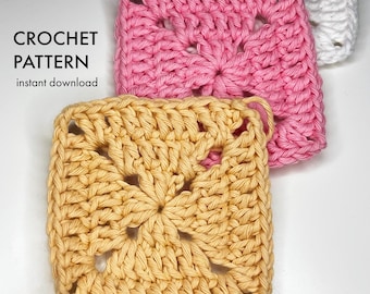 Solid Granny Square Crochet Pattern: Beginner Friendly (PDF Instant Download)