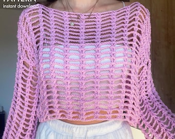 Crochet Mesh Top Pattern - Beginner Friendly Summer Sweater PDF Tutorial