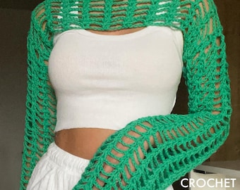 Patron PDF pour débutant de boléro au crochet - Manches en maille faciles à réaliser sur mesure