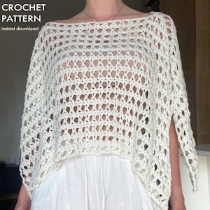 Patron de poncho au crochet (PDF) - Léger, réversible, idéal pour les débutants (sur mesure)