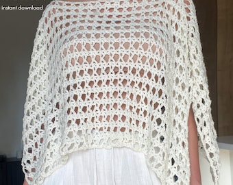 Crochet Poncho Pattern PDF - Lightweight Summer, Reversible, Beginner Friendly (Made to Measure)