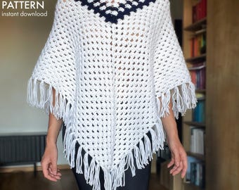 Easy Crochet Fringe Poncho Pattern PDF – Beginner Friendly Boho Poncho Tutorial