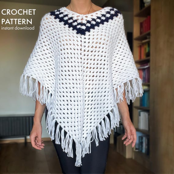 Easy Crochet Fringe Poncho Pattern PDF – Beginner Friendly Boho Poncho Tutorial