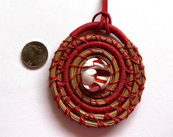 Red Swirled Glass - Pine Needle Christmas Ornament -  Item  1237 by Susan Ashley