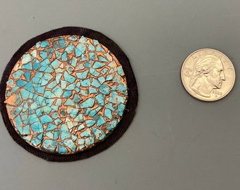 2 1/4" Turquoise Eggshell Mosaic  Basket Center  - Item C277