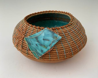 Gourd Bowl with Green Handblown Glass - Item 1276 by Susan Ashley