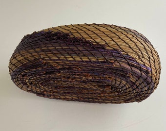 Oval Pine Needle Basket with Purple Tips - Item 1081 by Susan Ashley