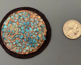 2 3/8" Turquoise Eggshell Mosaic  Basket Center  - Item C276