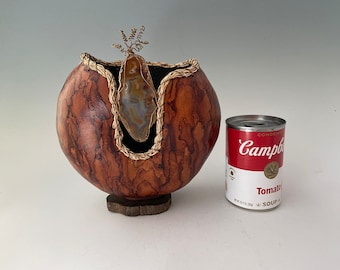 Gourd with Wire-Wrapped Agate Slice - Item 1273 by Susan Ashley