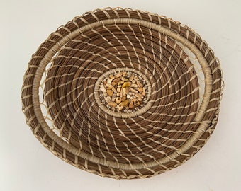 Pine Needle Basket with Beaded Center- Item 1271 by Susan Ashley