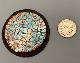 2 3/8" Turquoise Eggshell Mosaic  Basket Center  - Item C273