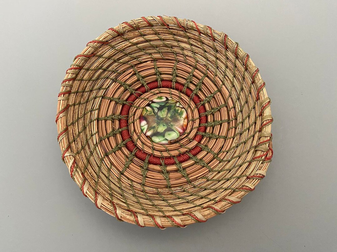 Pine Needle and Sweetgrass Basket Around Handblown Glass Etsy