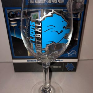 Detroit Lions and Pittsburgh Steelers Mug and Wine glass Det Lions Wine Glass