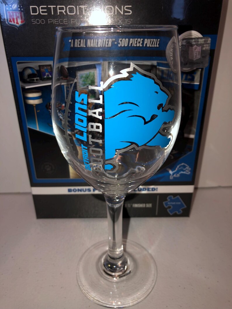 Detroit Lions and Pittsburgh Steelers Mug and Wine glass Det Lions Wine Glass
