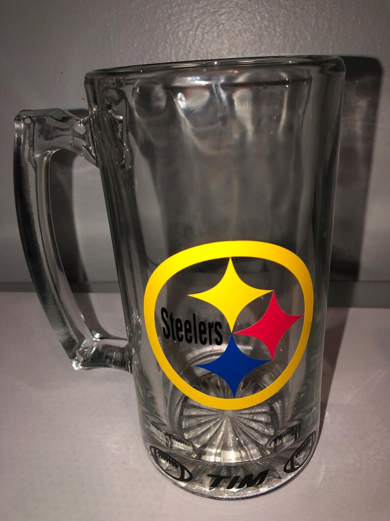 Detroit Lions and Pittsburgh Steelers Mug and Wine glass Steelers Beer Mug