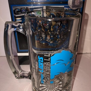 Detroit Lions and Pittsburgh Steelers Mug and Wine glass Det Lions Beer Mug