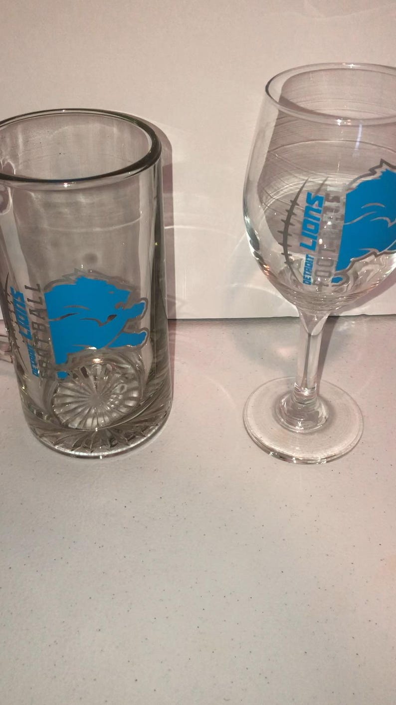 Detroit Lions and Pittsburgh Steelers Mug and Wine glass image 6