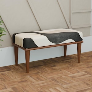 Handmade ottoman bench, Upholstered bench, Entryway bench, Modern bench, Wooden ottoman bench, Footstool bench, Extra storage bench, 76