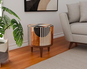 Taburete redondo moderno, banco otomano elegante, taburete puf para puerta, puf neutro para dormitorio, reposapiés bohemio, silla de tocador, banco para el lateral de la cama