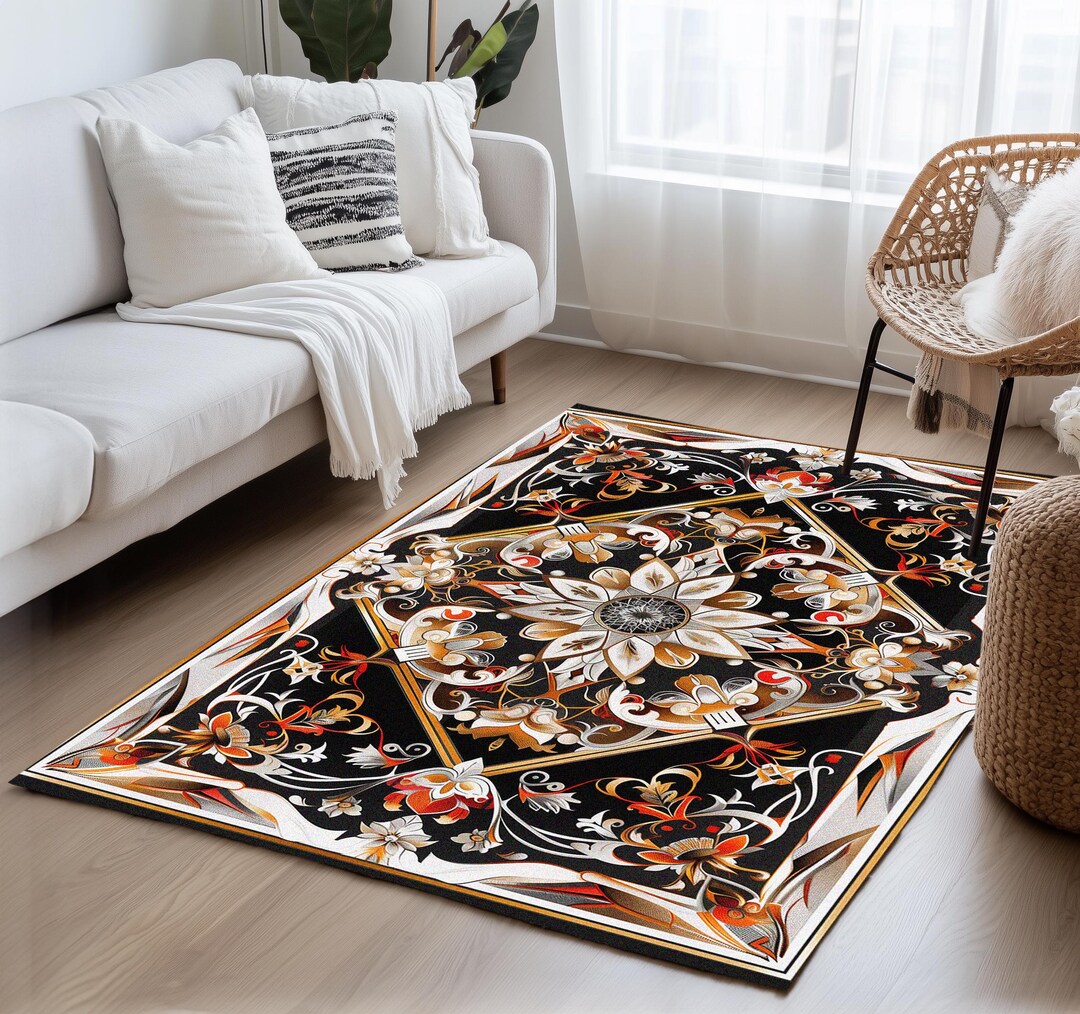 Classic Design Rug, Traditional Artwork Print Rug, Unique Design Carpet ...