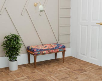 Banco otomano floral / Taburete puf para dormitorio / Decoración para el hogar para amantes de la jardinería
