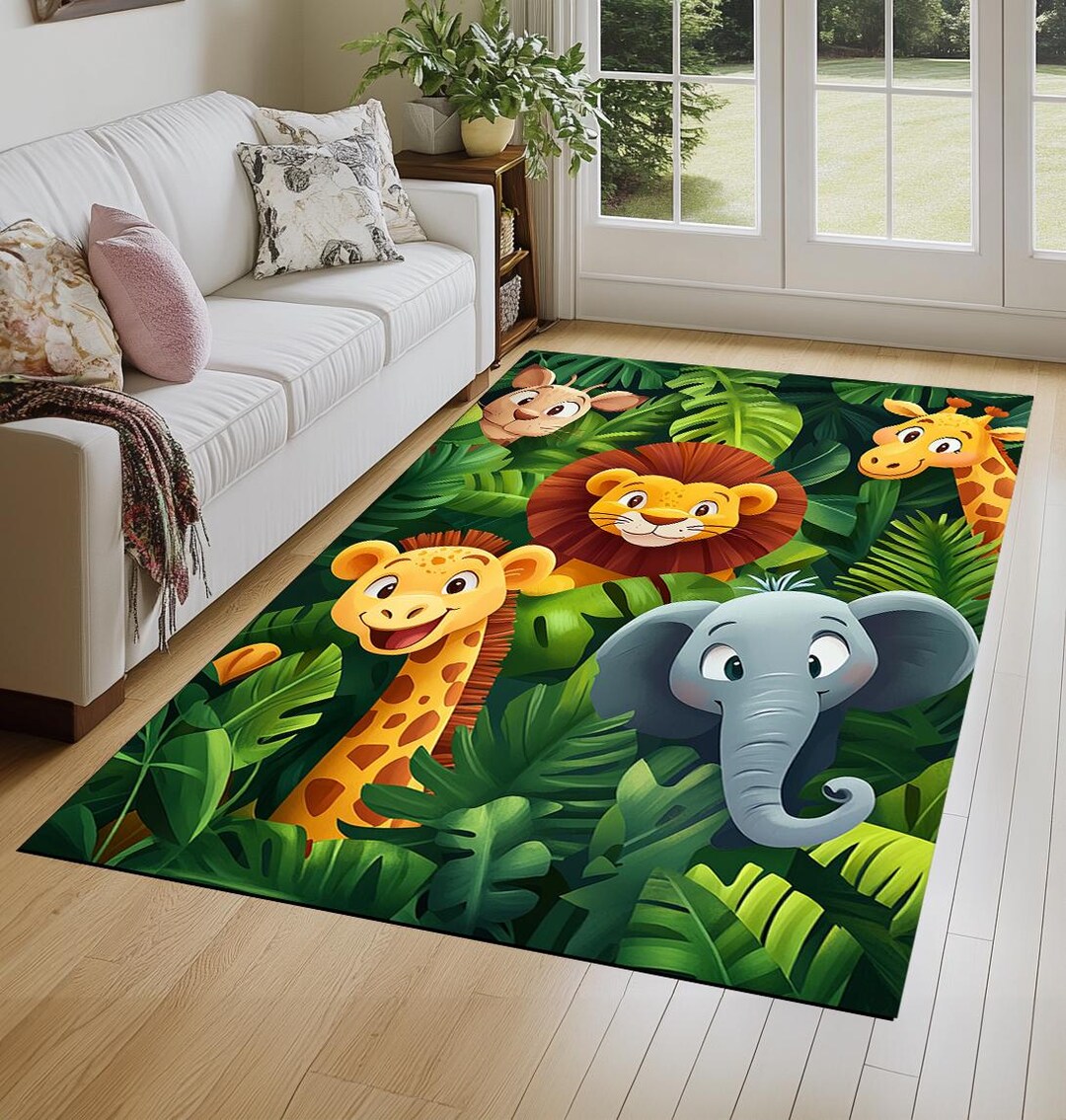 Animals Abstract Rug Forest Theme Rug, Animal Print Rug, New Style Rug, House Warming Rug ...