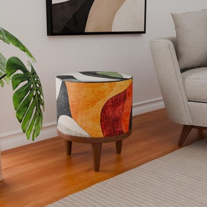 Multicolor bench, Dining area seat, Abstract footstool, Round ottoman bench, Piano footstool, Designer pouf stool, Saloon round footrest