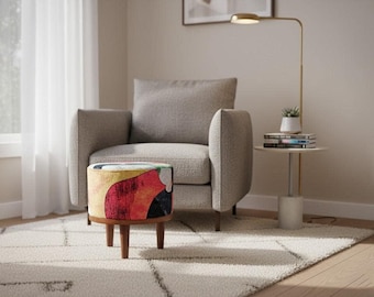 Multicolor bench, Dining area seat, Abstract footstool, Round ottoman bench, Piano footstool, Designer pouf stool, Saloon round footrest