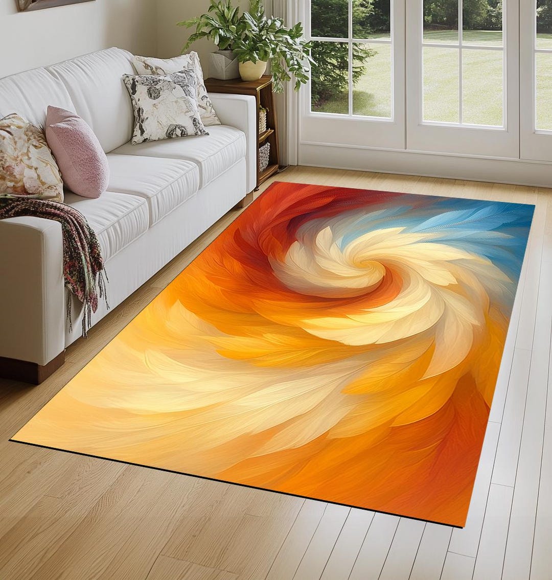 Big Colorful Rug Colorful Designer Rug, Contemporary Rug, Sustainable Rug, Chenille ...