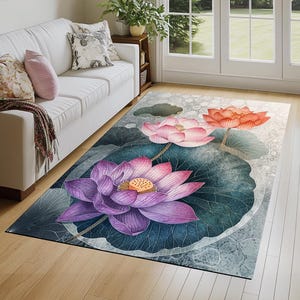 Artistic design rug, Flower printed rug, Contemporary rug, Chenille printed rug, Non-skid rug, Easy to care rug, Cool runner rug, 466