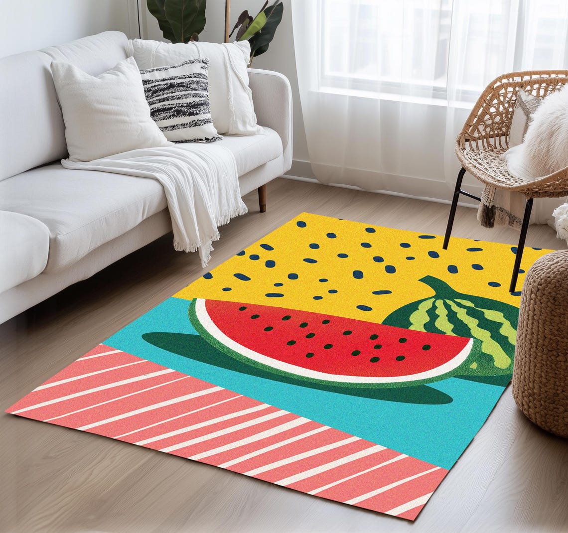 Fruit Design Rug, Colorful Area Rug, Custom Sizes Rug, Easy to Care Rug ...