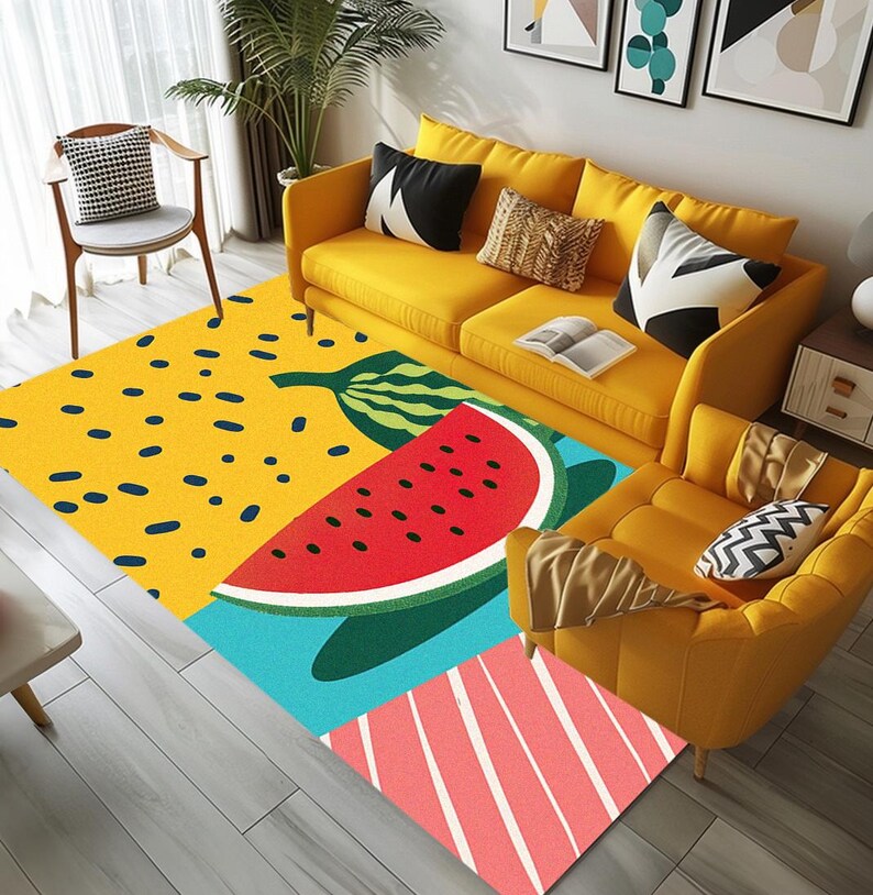 Fruit Design Rug, Colorful Area Rug, Custom Sizes Rug, Easy to Care Rug ...