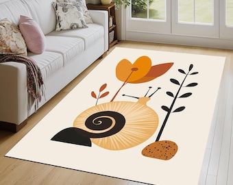 Snail print rug, Floral rug, Pastel colors rug, Boho rug, Chic rug, Designer rug, Easy to clean rug, Non slip rug, Foyer rug, Slim rug, 166