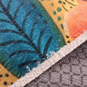 Floral design rug, Living room rug, Colorful printed rug, Machine washable rugs, Anti slip rug, Housewarming gifts, Utility rugs, 219